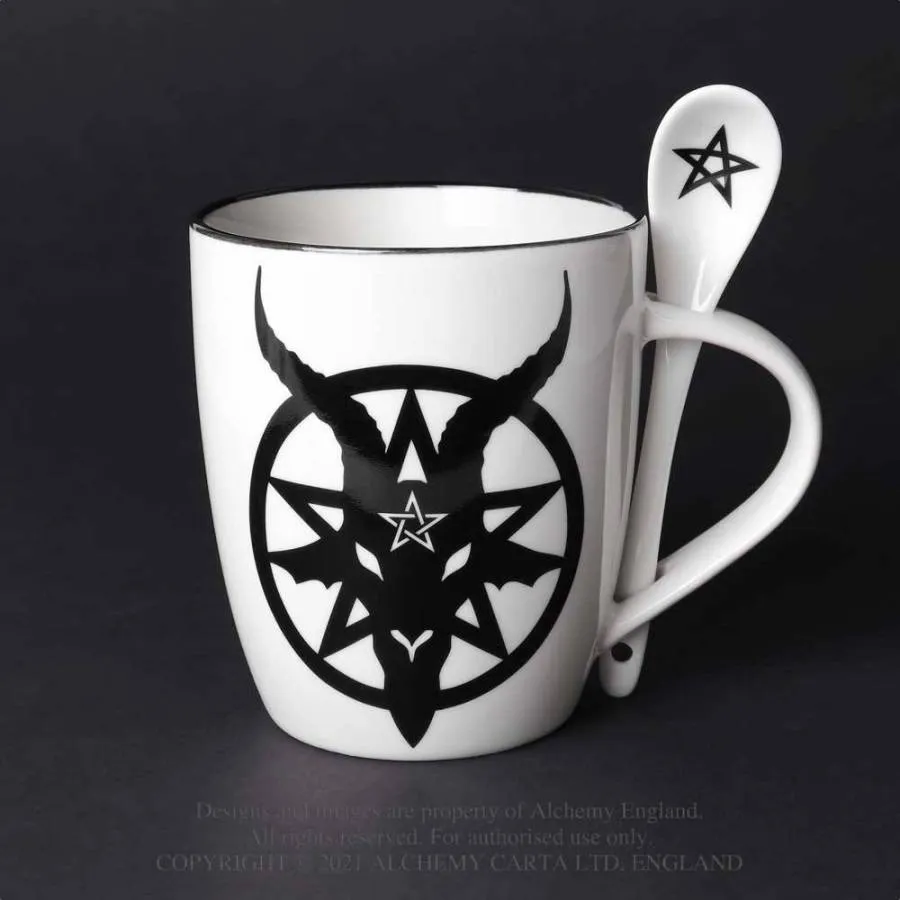 13 oz Ceramic Mug and Spoon Set - Baphomet