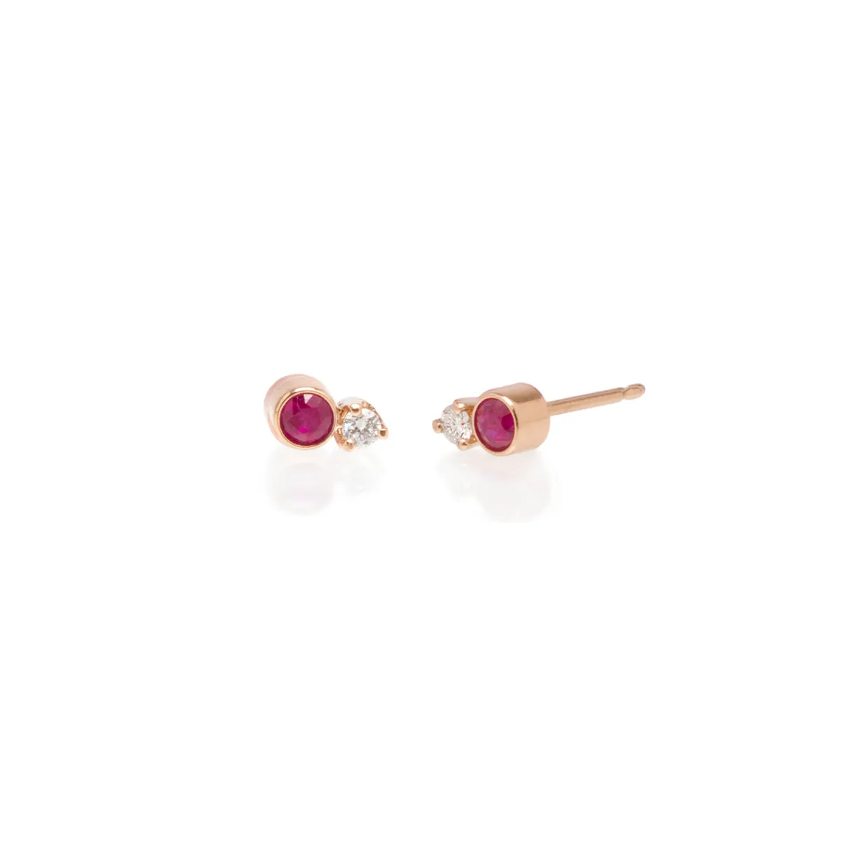 14k Mixed Ruby Bezel & Diamond Prong Studs