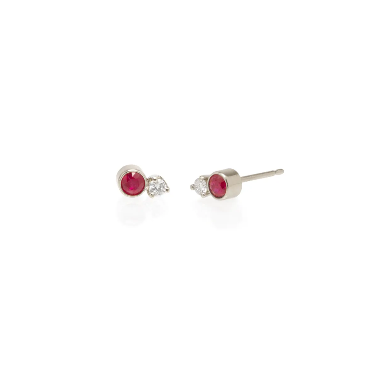 14k Mixed Ruby Bezel & Diamond Prong Studs