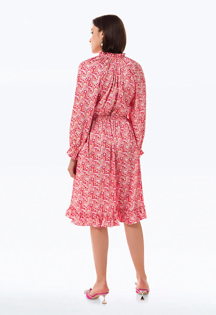 Abstract Allover Printed Dress