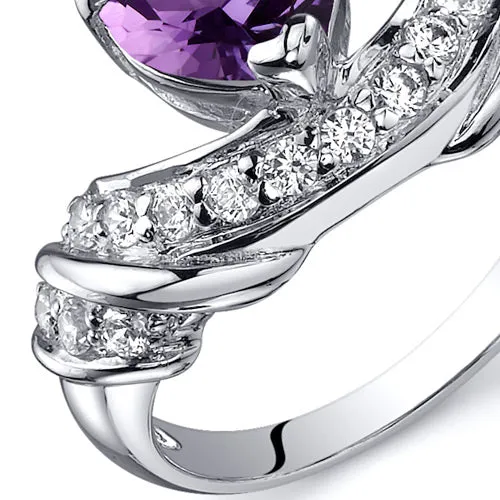 Amethyst Heart Shape Sterling Silver Ring Size 5