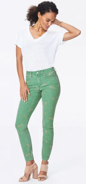 Ami Skinny Jeans Groen Twill | Native Floral Vanilla