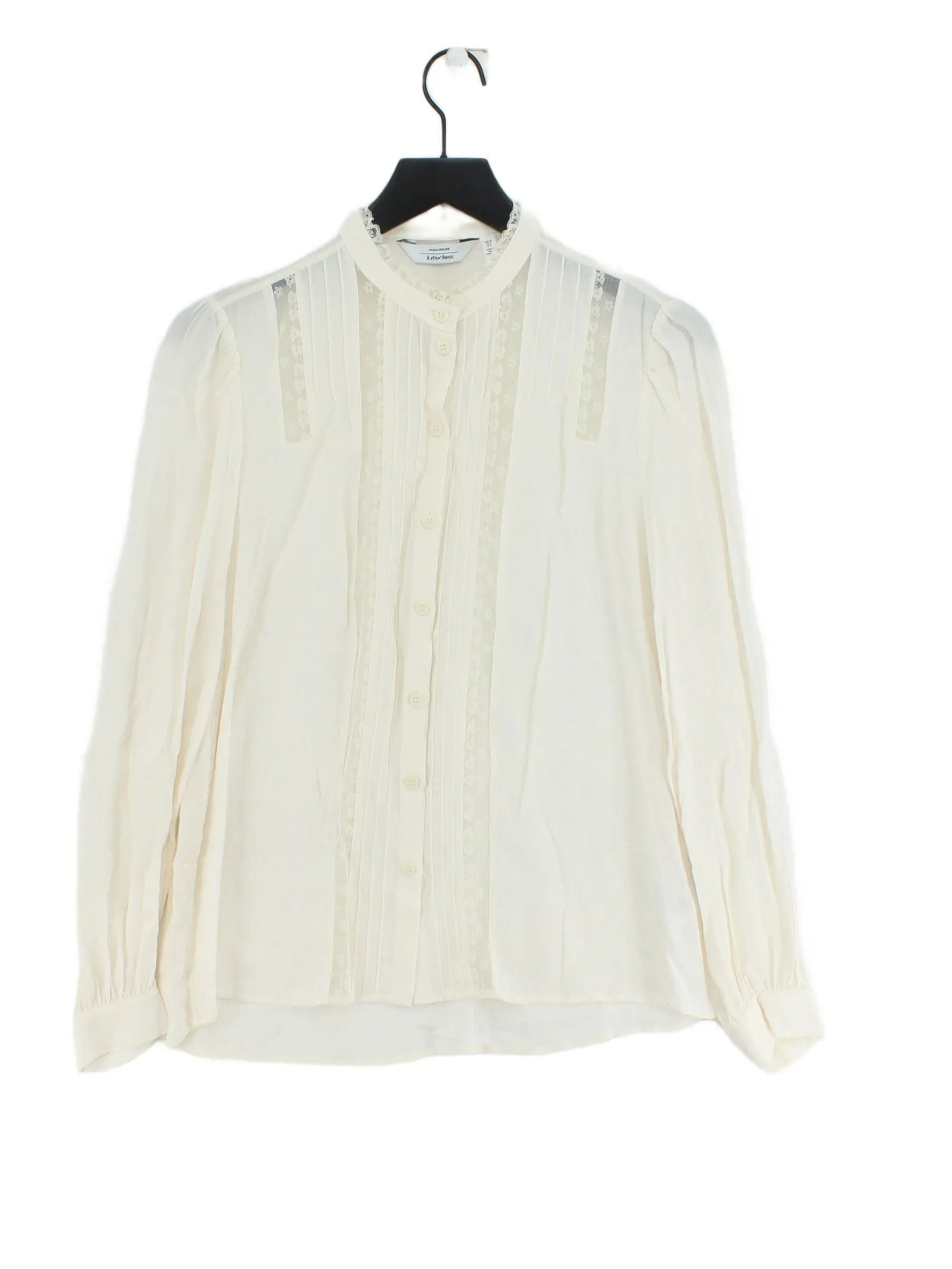 & Other Stories Women's Blouse UK 10 Cream Viscose with Polyamide