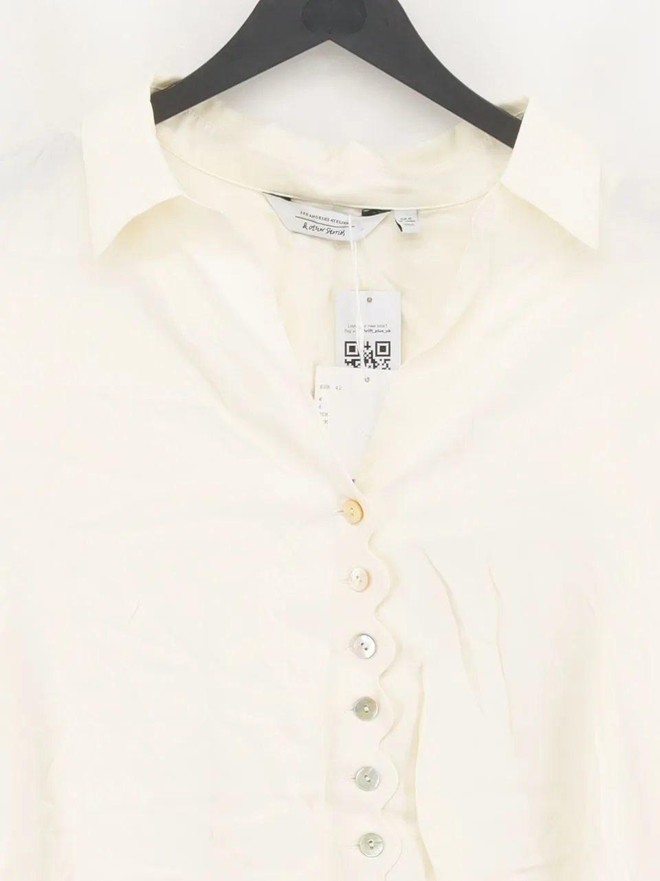 & Other Stories Women's Blouse UK 14 Cream 100% Viscose