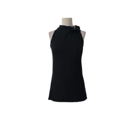 Ann Taylor Black Rhinestone Brooch Sleeveless Blouse | Gently Used |