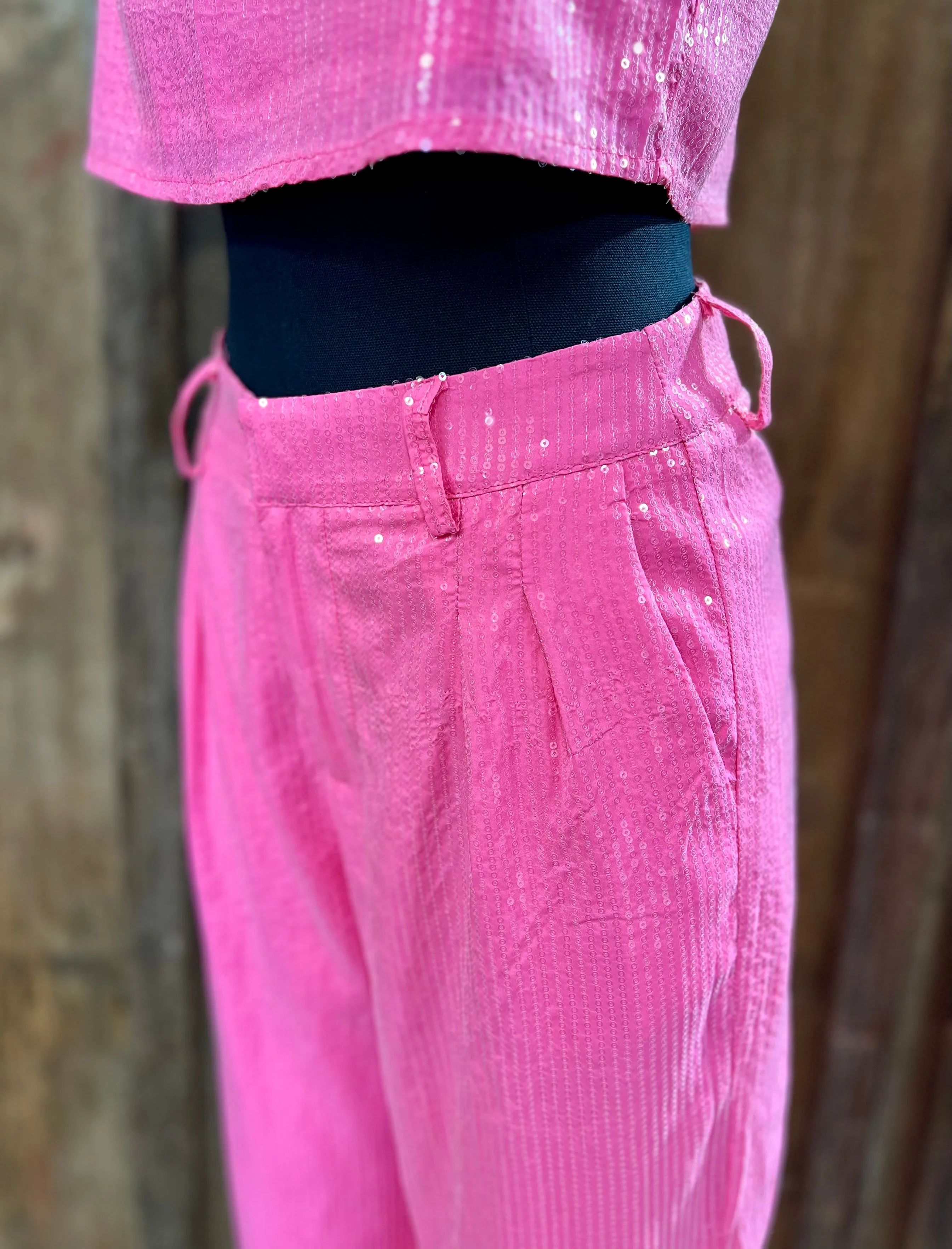 Barbie Pink Sequin Top Pant Set