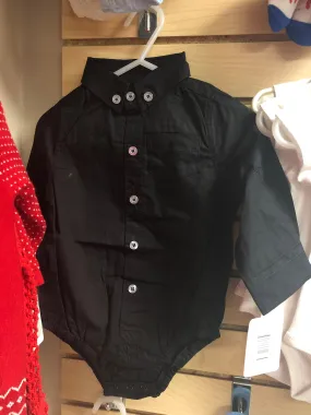 Black Oxford Long Sleeve Shirt - 6-12 month