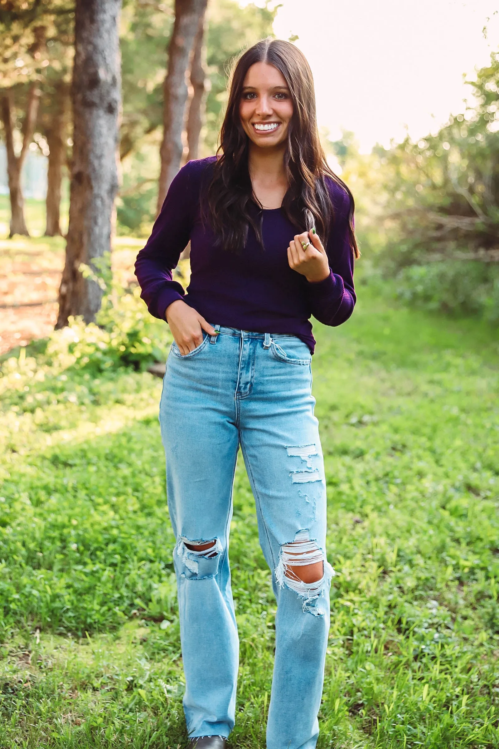 Brittney Ribbed Top-Purple