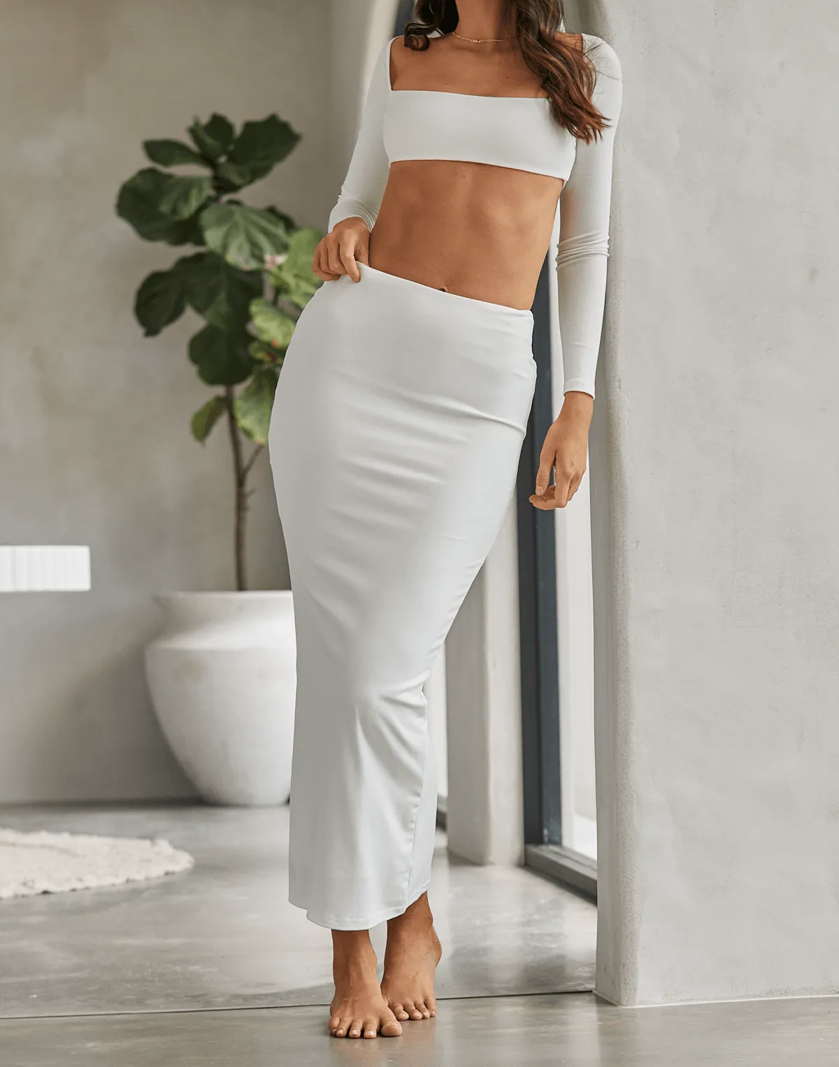 Broadway Maxi Skirt (White)