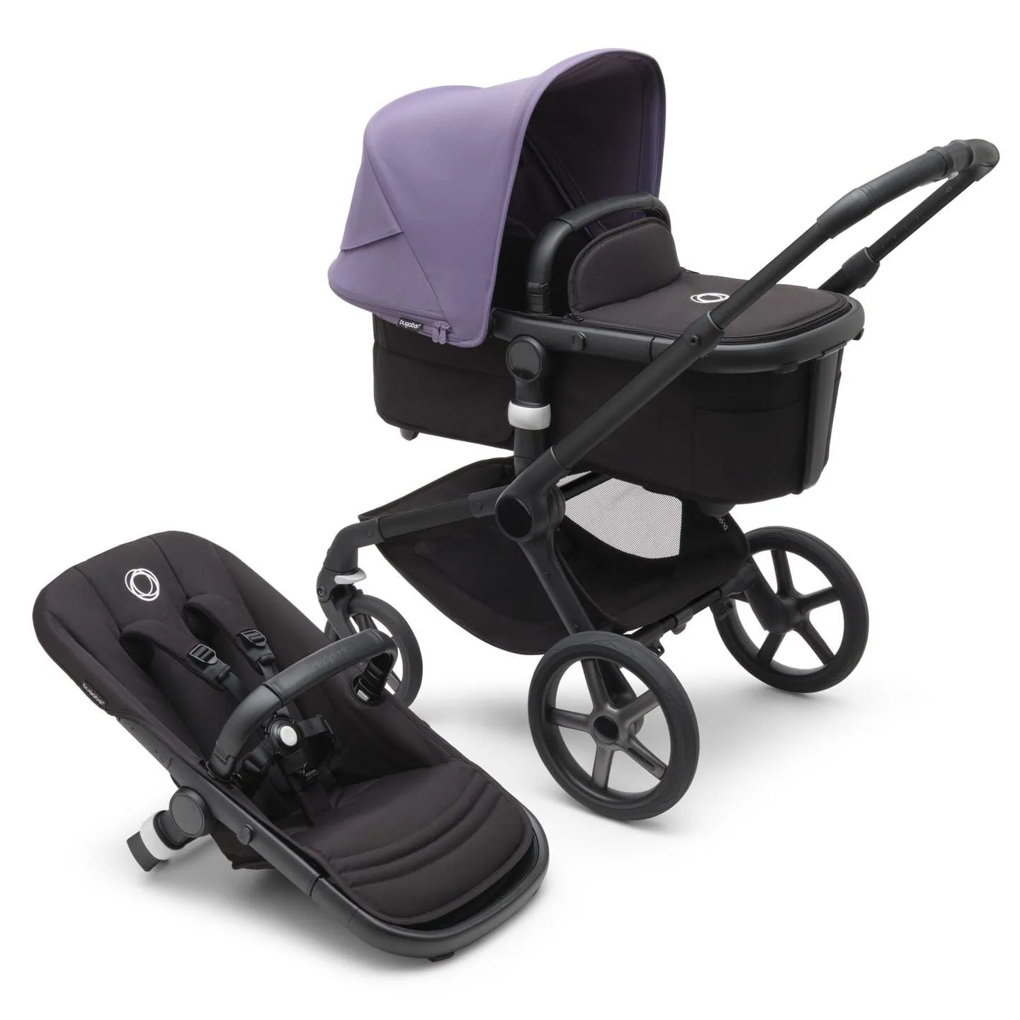 Bugaboo Fox 5, Pebble 360 and Base Travel System - Black/Midnight Black/Astro Purple