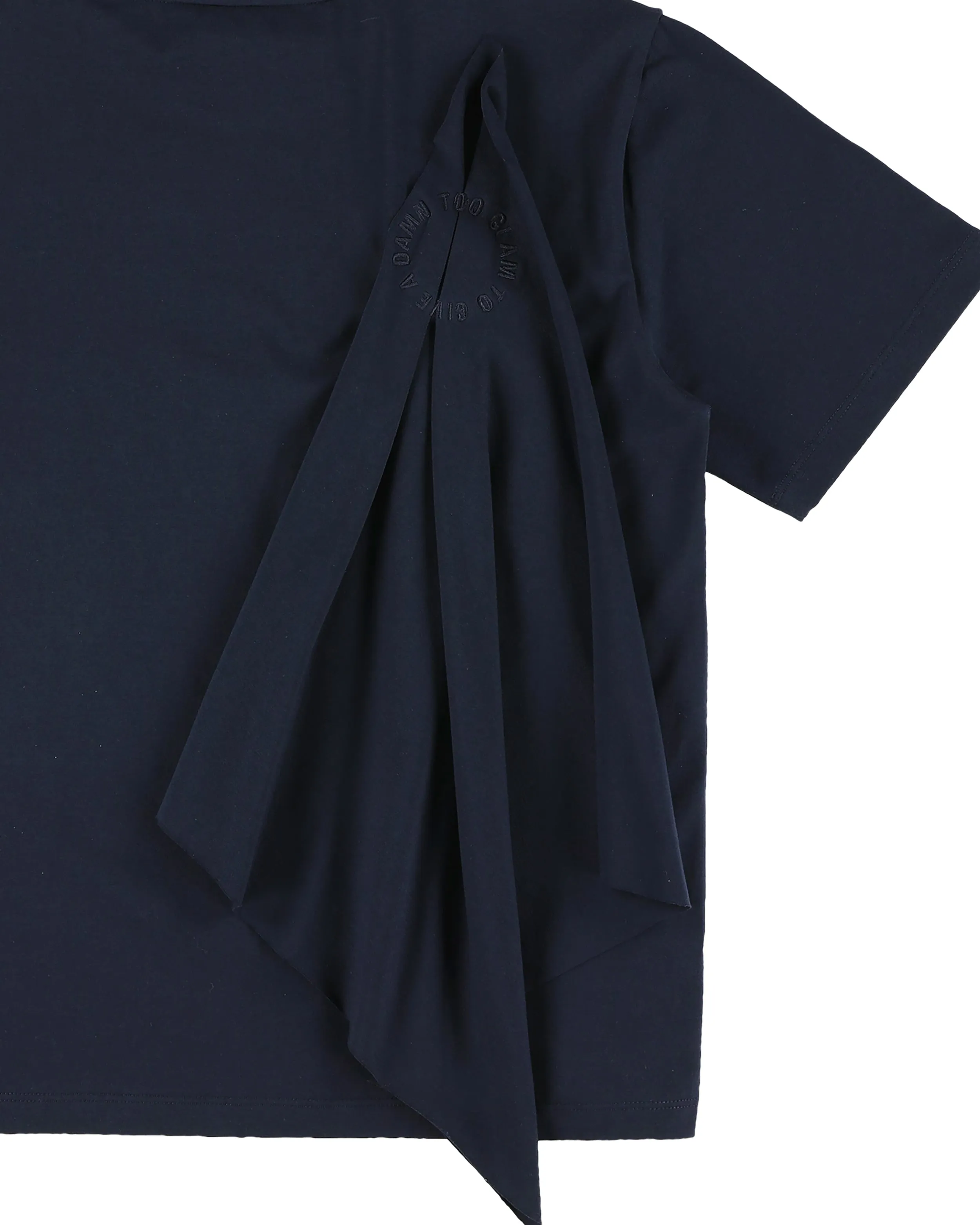 CAROLINE BOSMANS Dark Blue T-shirt Top with Back Pleated Detail