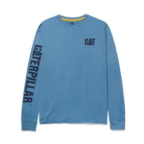 CAT Trademark Banner Long Sleeve Work Shirt - Heather Blue 1510034