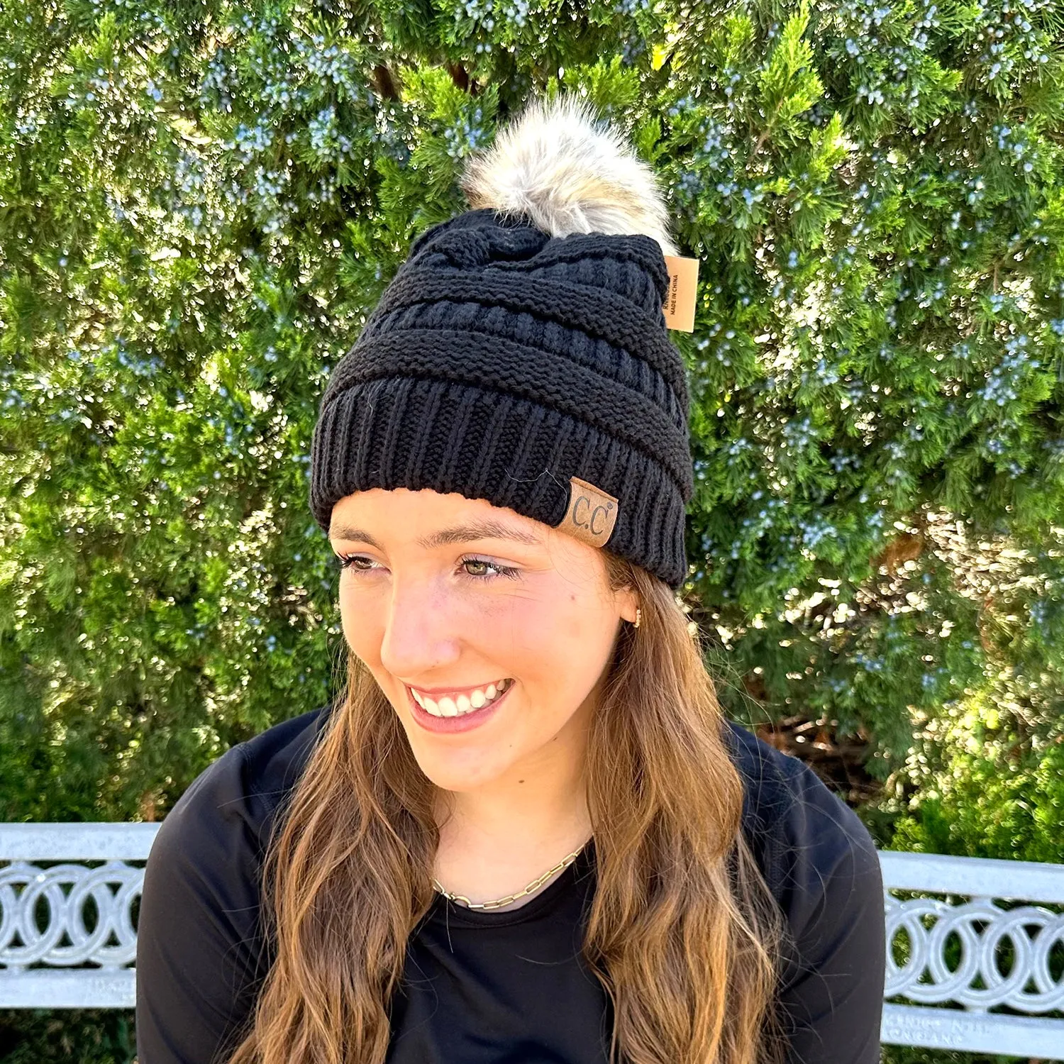 CC Classic Pom Pom Beanie Black