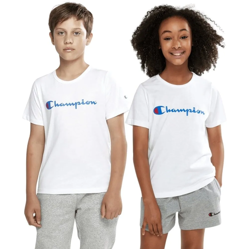 CHAMPION JUNIOR SCRIPT WHITE TEE