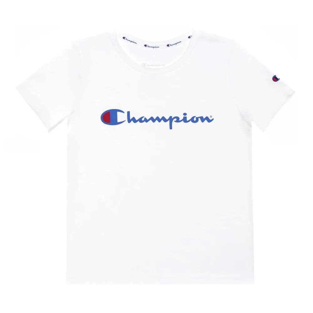 CHAMPION JUNIOR SCRIPT WHITE TEE