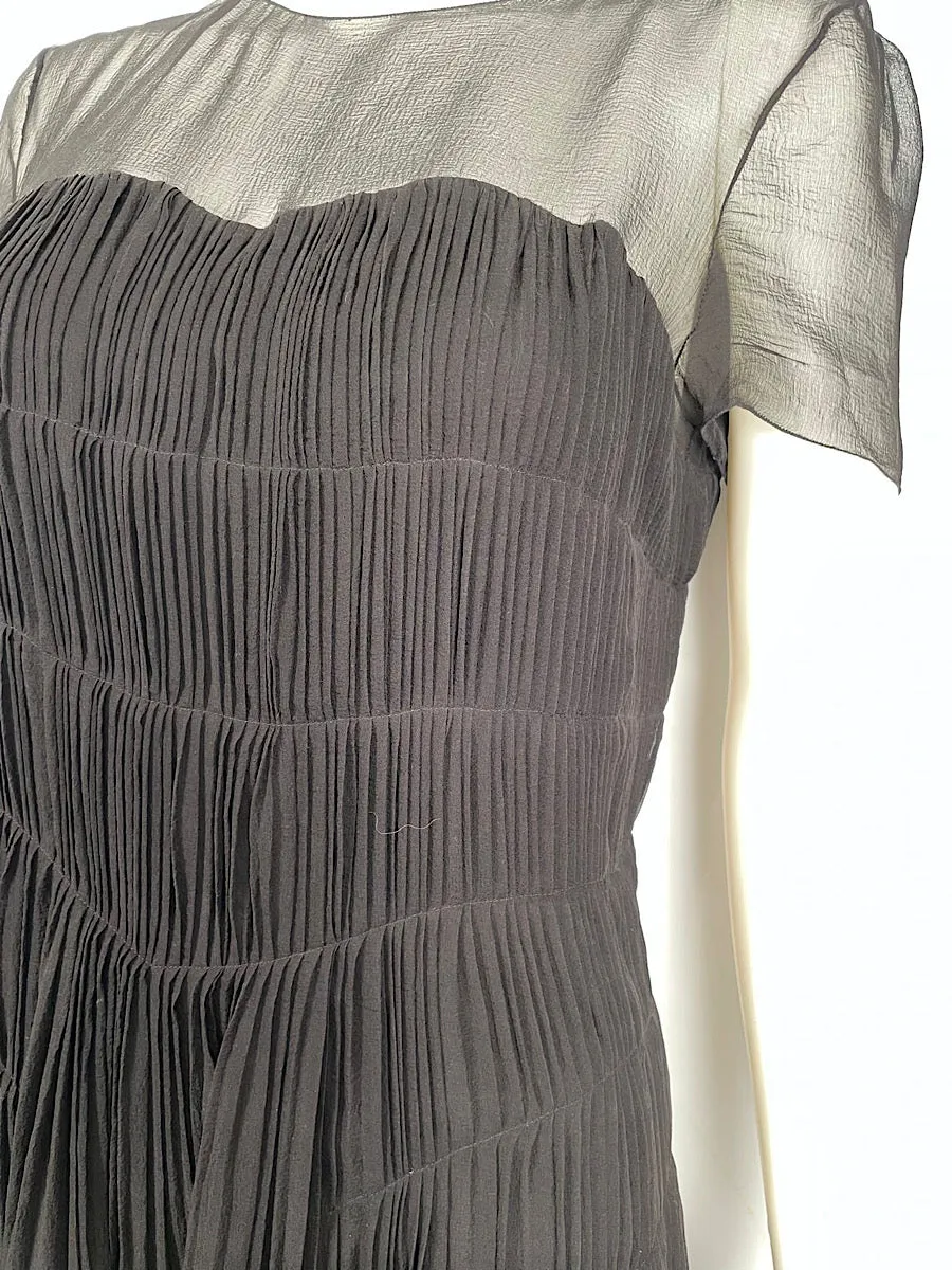 Chanel 05A 2005 Fall Black Silk pleated Dress FR 38 US 4/6