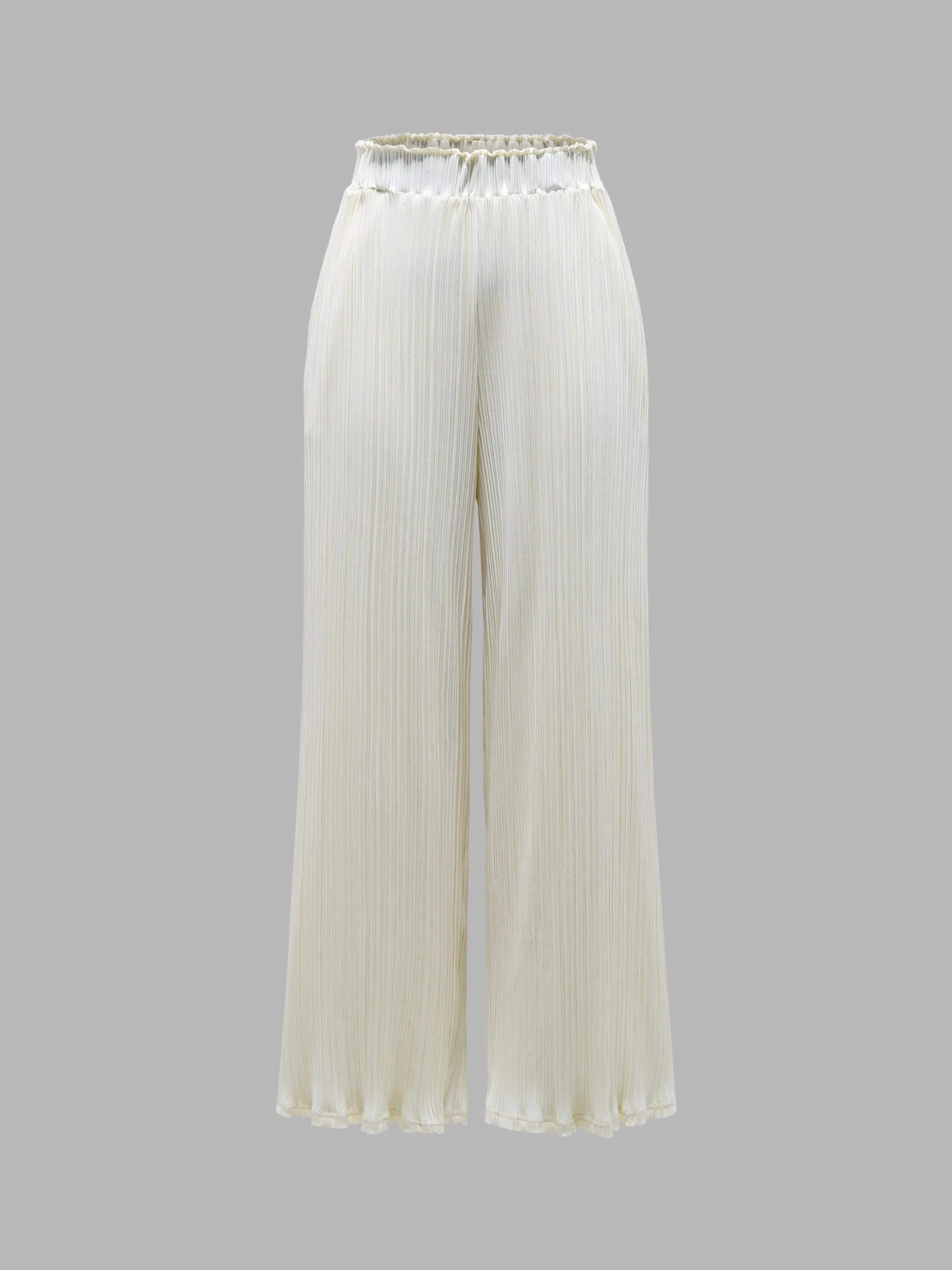 Comfy Elastic Waist Pleated Wide Leg Pants