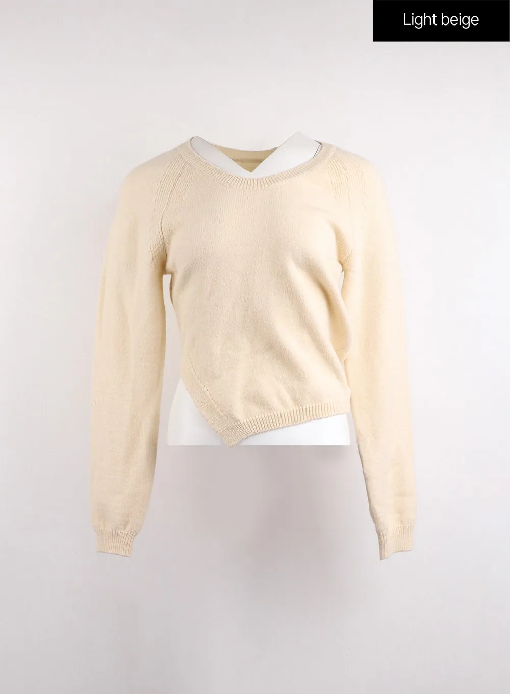 Crew Neck Slit Knit Sweater OJ418