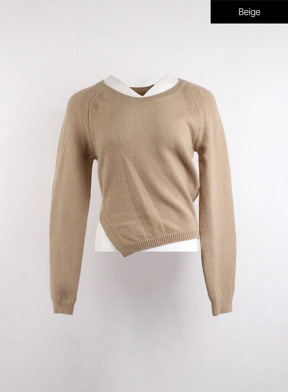 Crew Neck Slit Knit Sweater OJ418