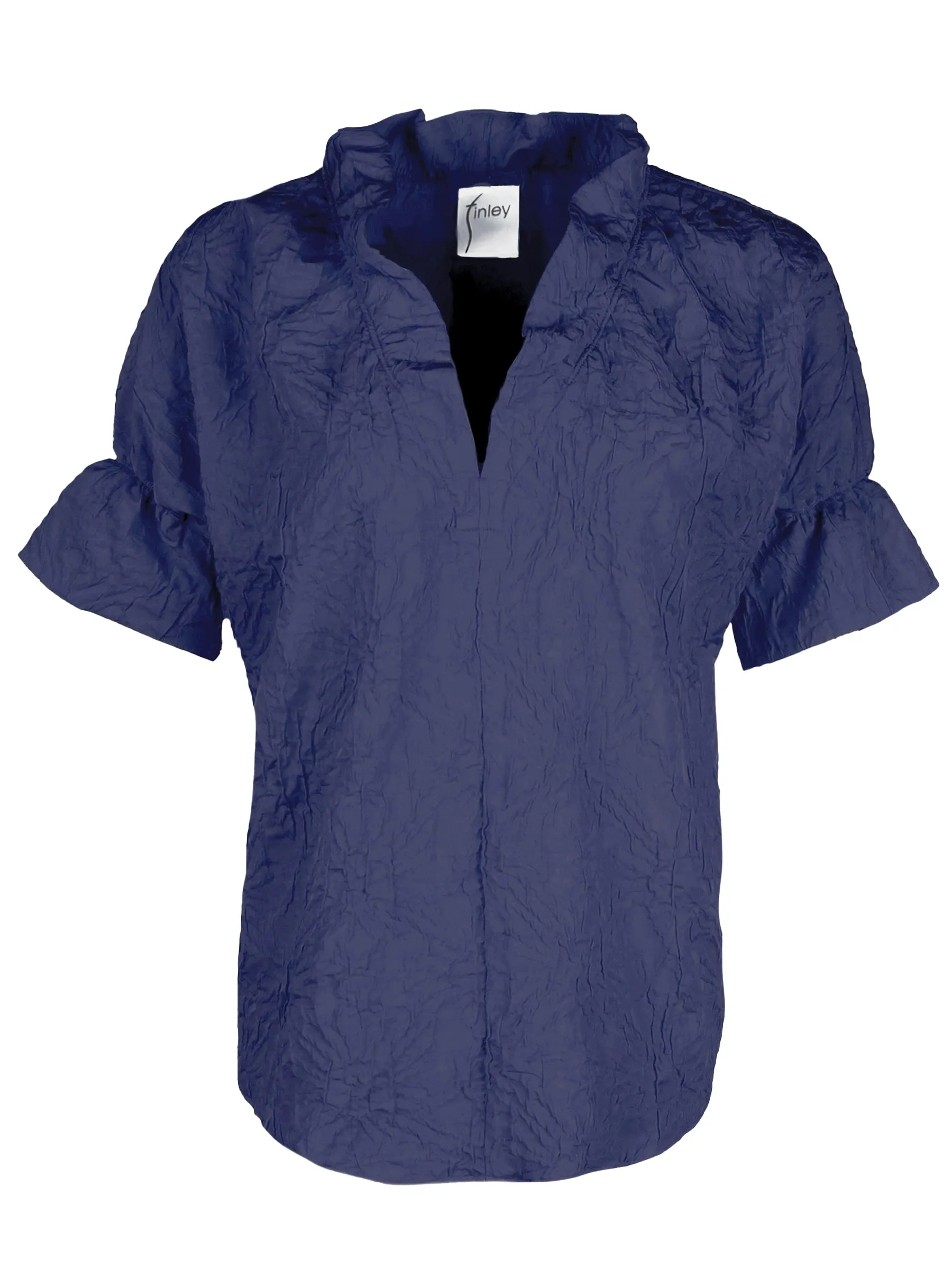 Crosby Top Navy Crushed Textured Jacquard