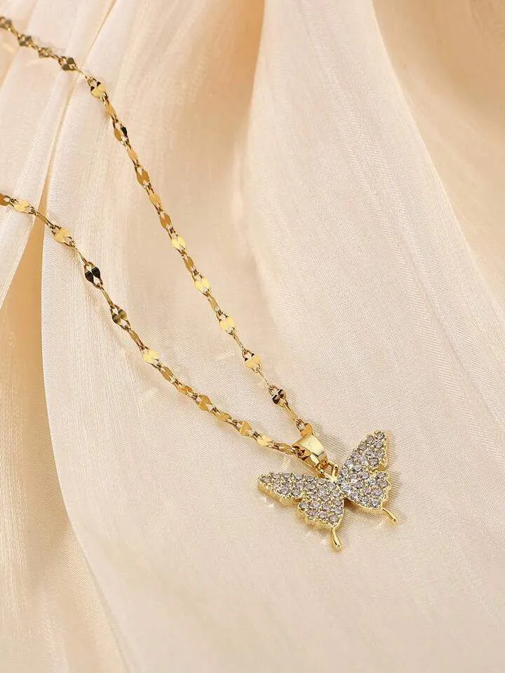 Cubic Zirconia Butterfly Charm Necklace S 3330595