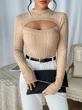 Cut Out Mock Neck Sweater