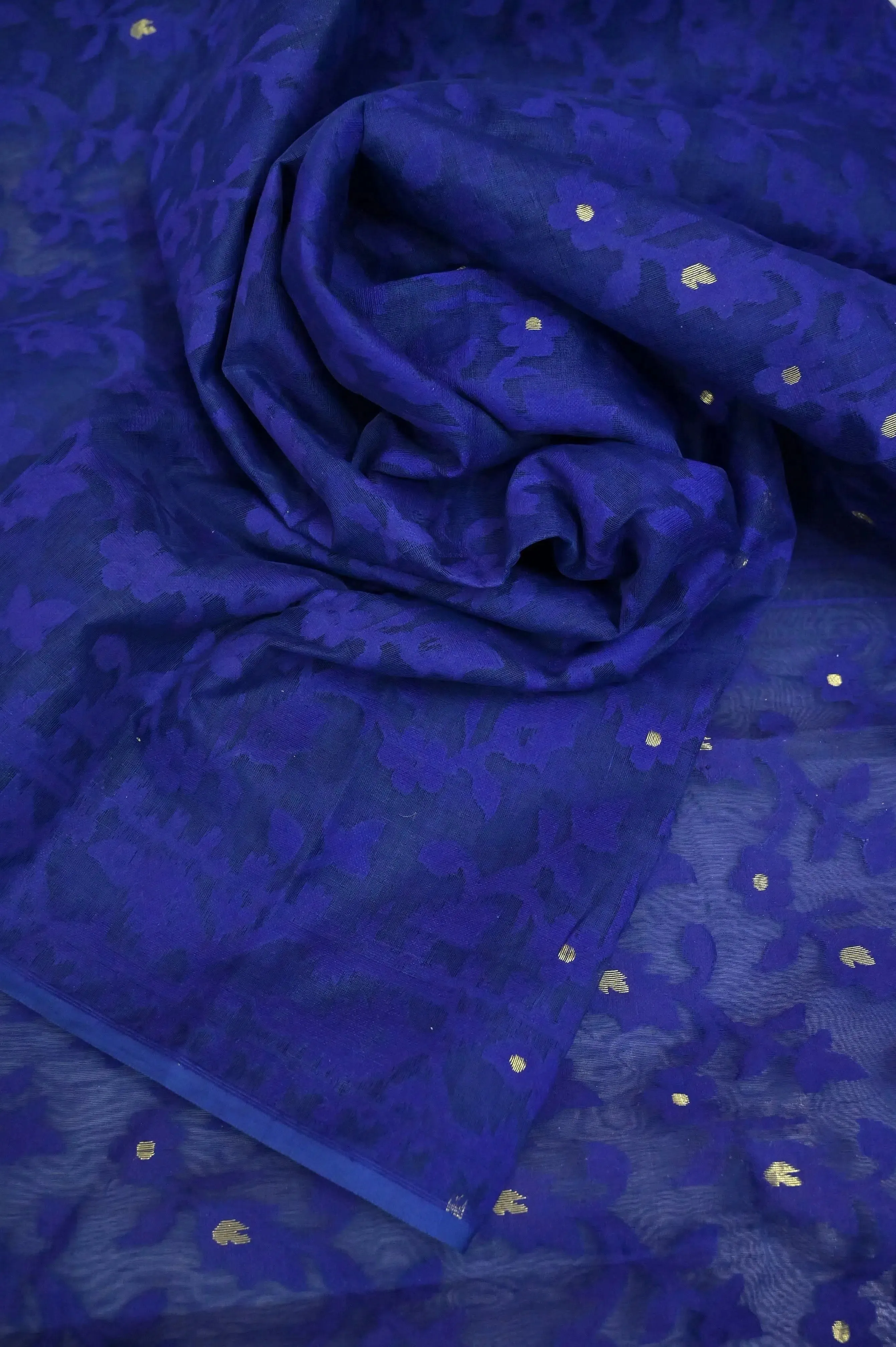 Dark Blue Color Jamdani Saree with Self Weaving