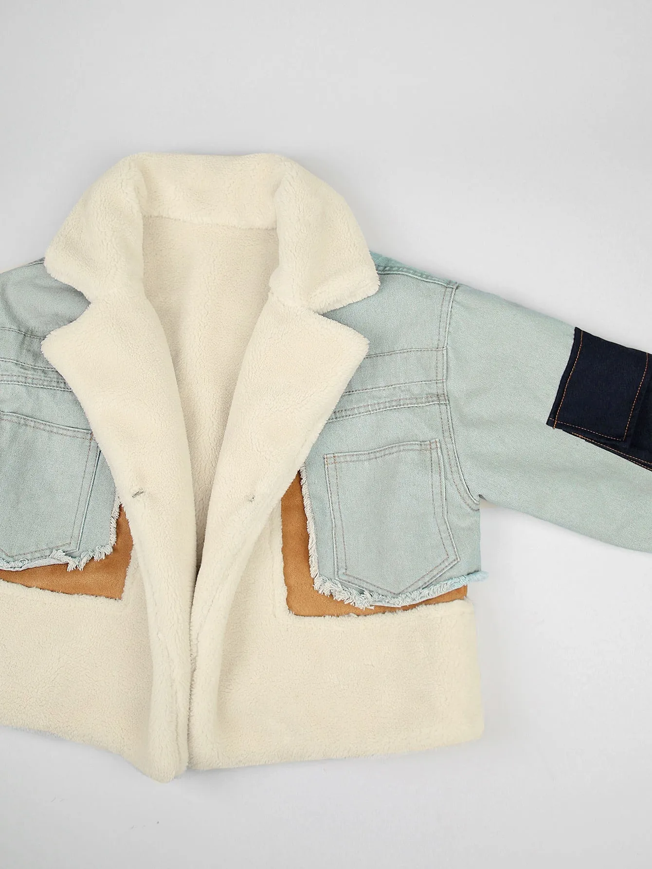 Denim Mix Media Cropped Winter Jacket