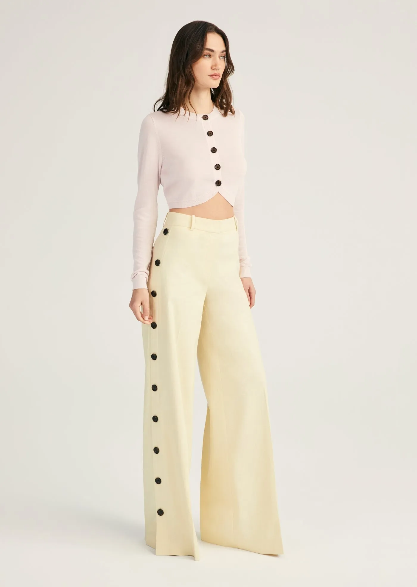 Derek Lam 10 Crosby Carter Wide Leg Button Detail Trouser