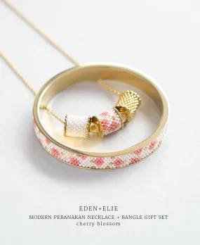 EDEN   ELIE Modern Peranakan adjustable length necklace   bangle gift set - cherry blossom