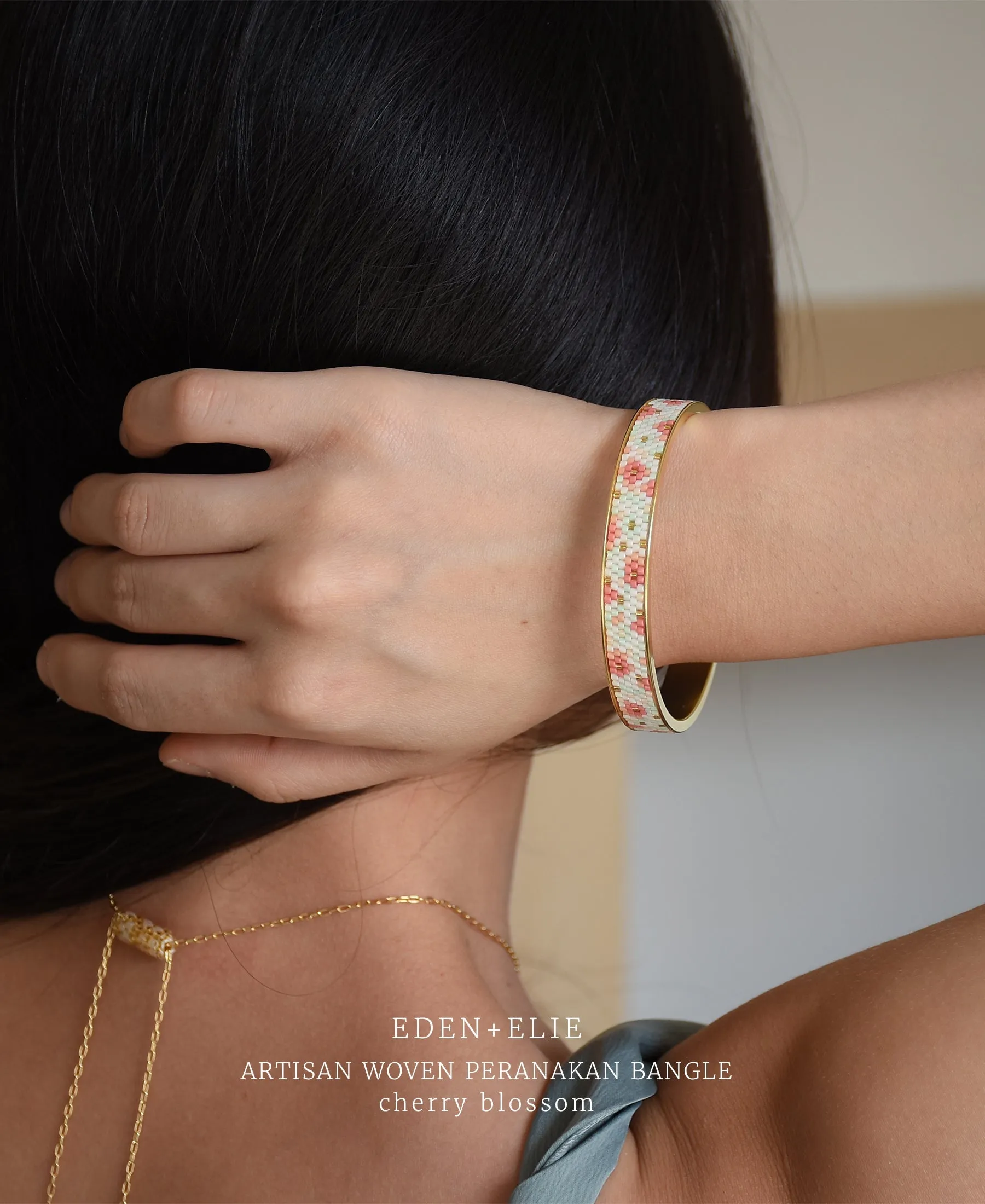 EDEN   ELIE Modern Peranakan adjustable length necklace   bangle gift set - cherry blossom