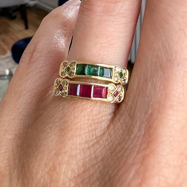 Emerald & Diamond Band Ring