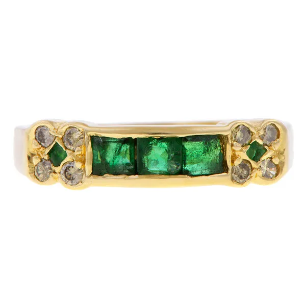 Emerald & Diamond Band Ring