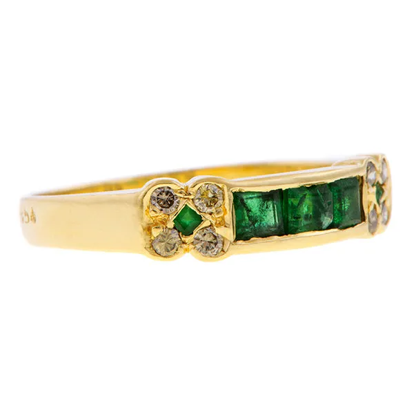 Emerald & Diamond Band Ring