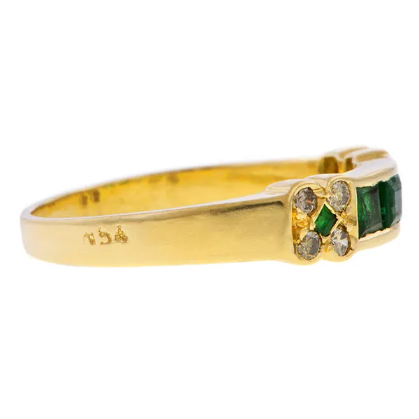 Emerald & Diamond Band Ring