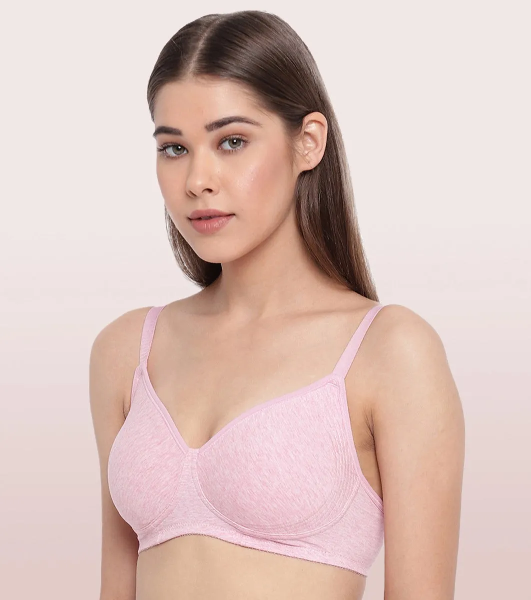 Enamor Fab-Cool A042 Side Support Shaper  Stretch Cotton Everyday Bra for Women- High Coverage, Non Padded and Wirefree - Orchid Melange