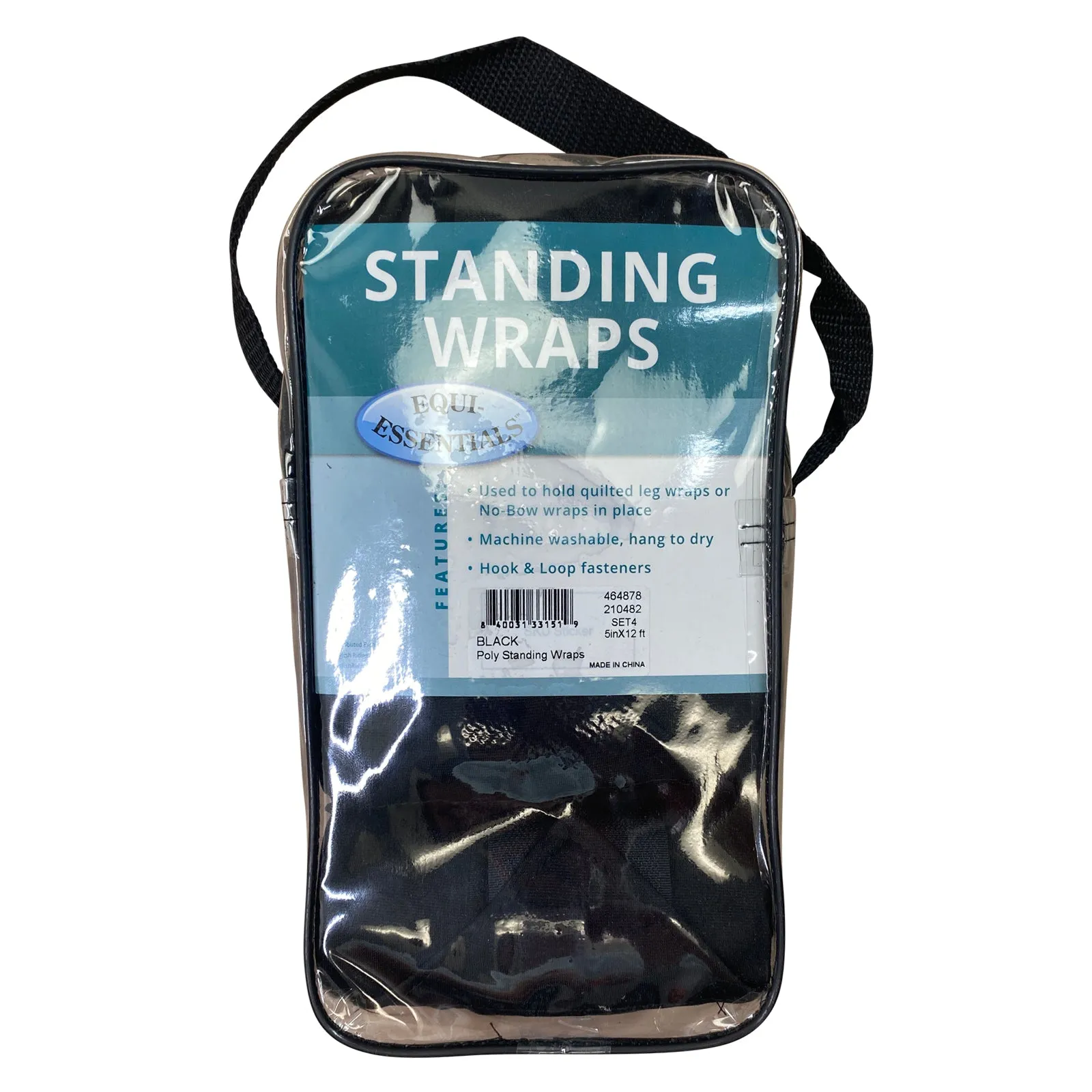 Equi-Essentials Standing Wraps in Black - 12' - Set of 4