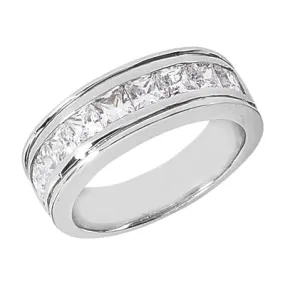 EROS Men's Diamond Wedding Ring Princess Cut Channel Set in Platinum Gold 3 Carat E Color VS1 Clarity By Mike Nekta NYC Size 12