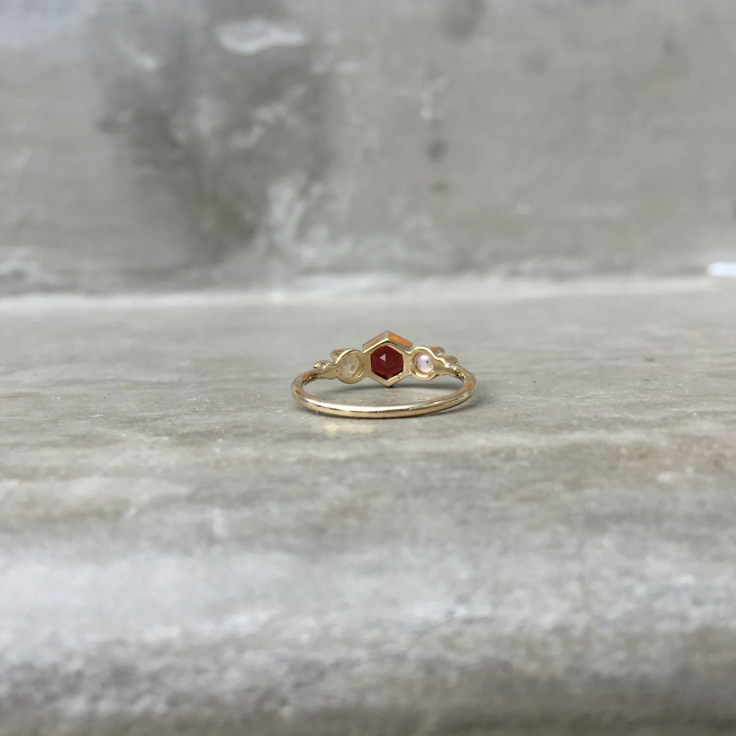 Gatsby Hexagon Garnet and Diamond Ring - Size 6.5