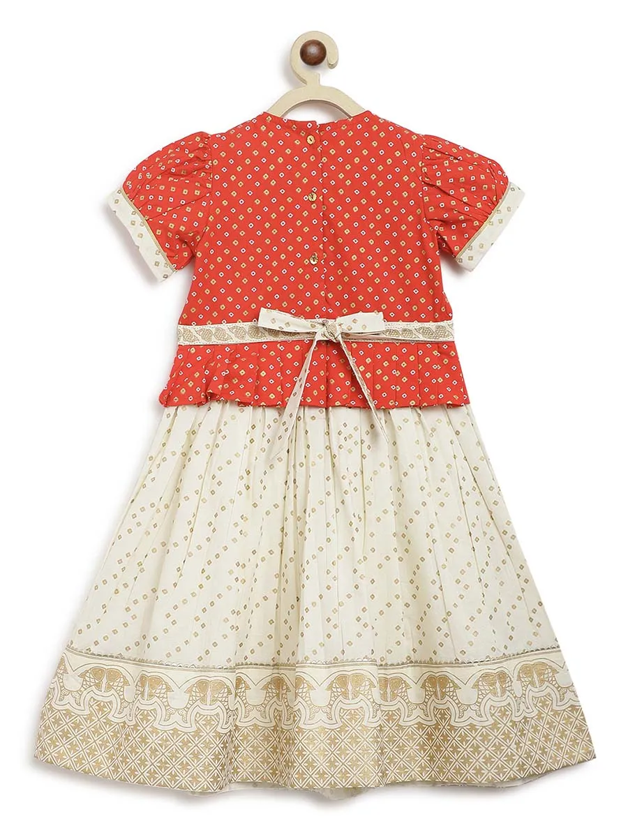 Girl Bandhani Pattu Pavdai-Red