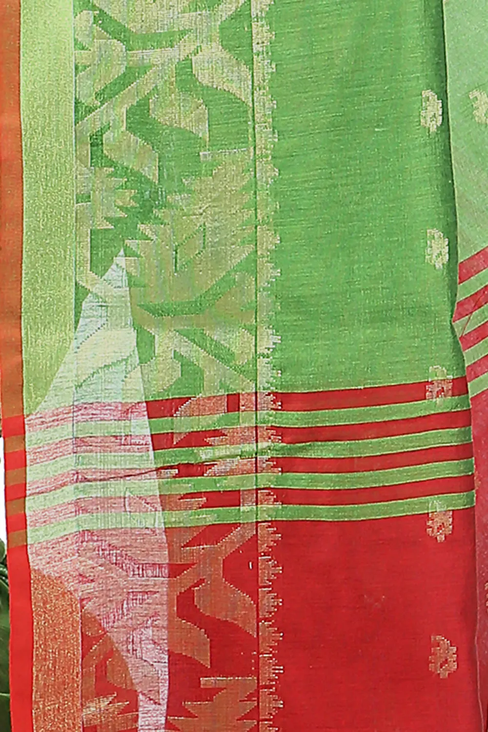 Green red bengal handloom extraweft work saree