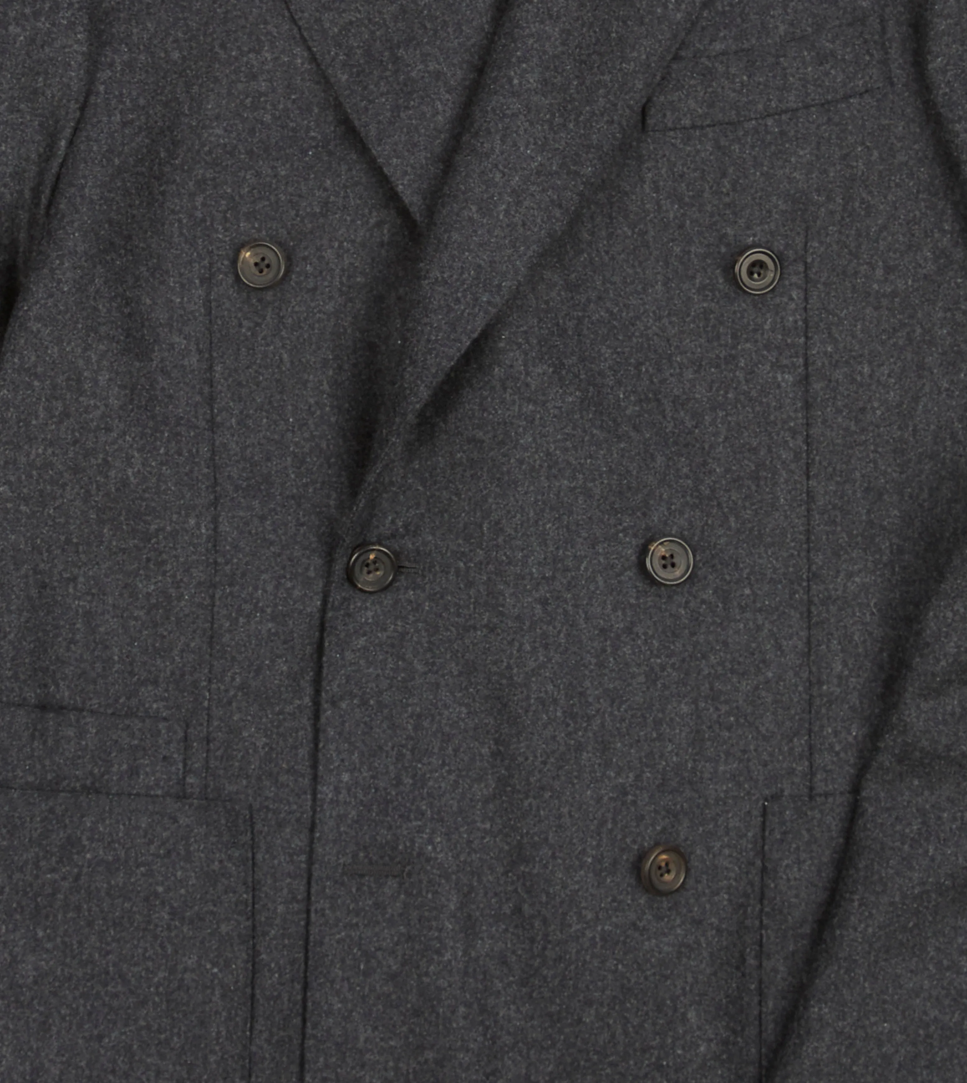 Grey Wool Flannel Double-Breasted Tailored Jacket