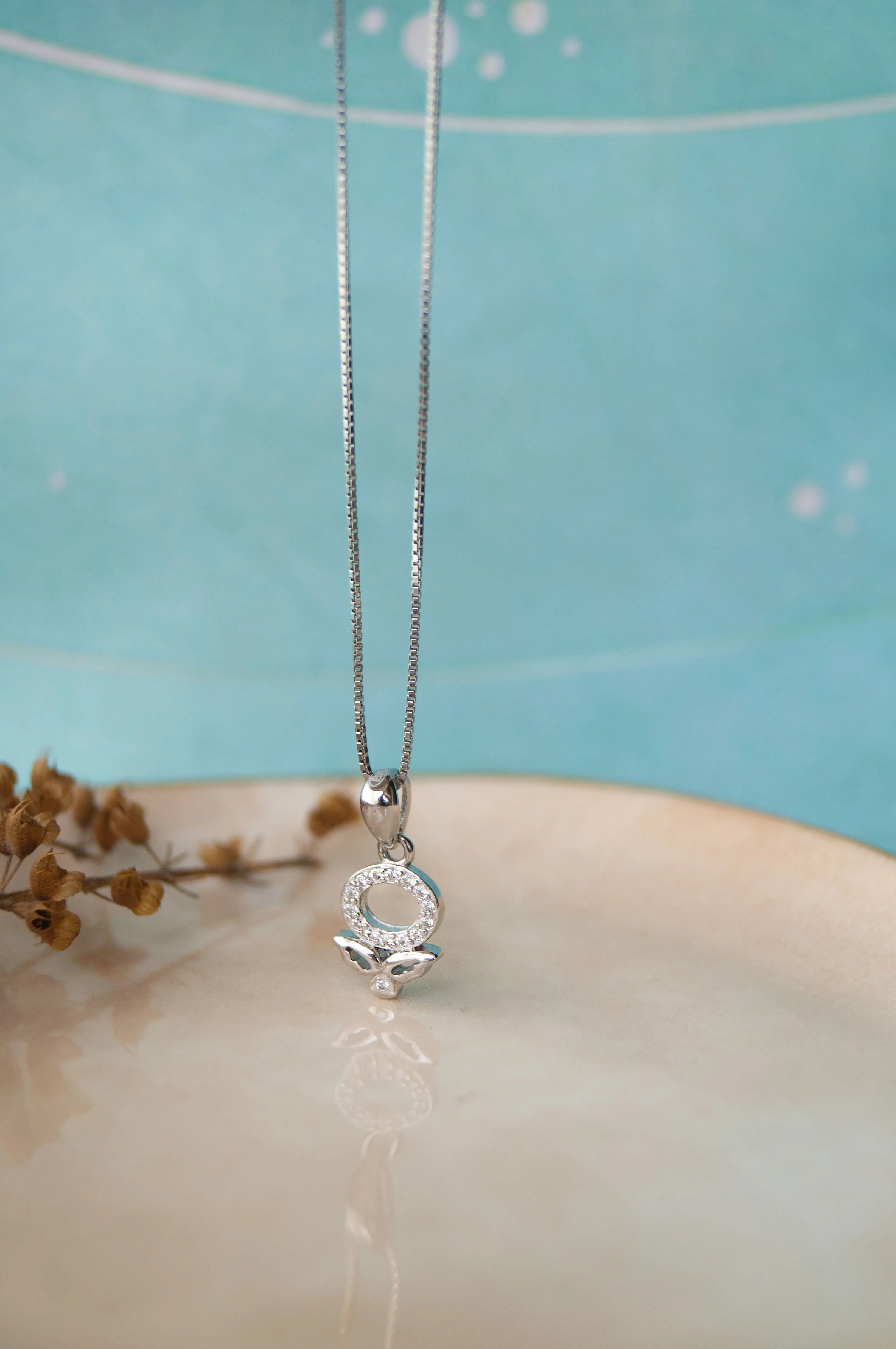 Halo Flower Sterling Silver Pendant Set