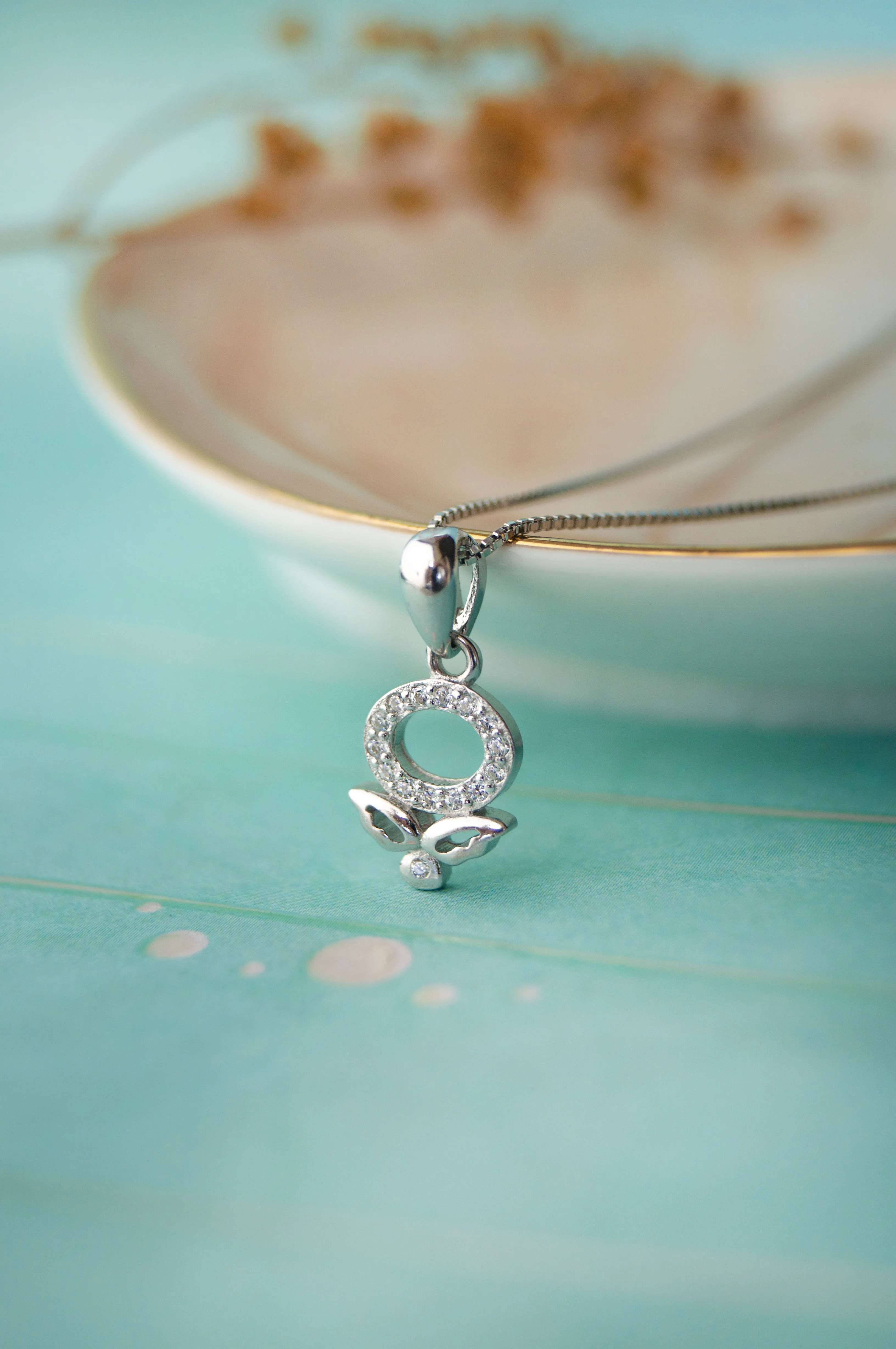 Halo Flower Sterling Silver Pendant Set