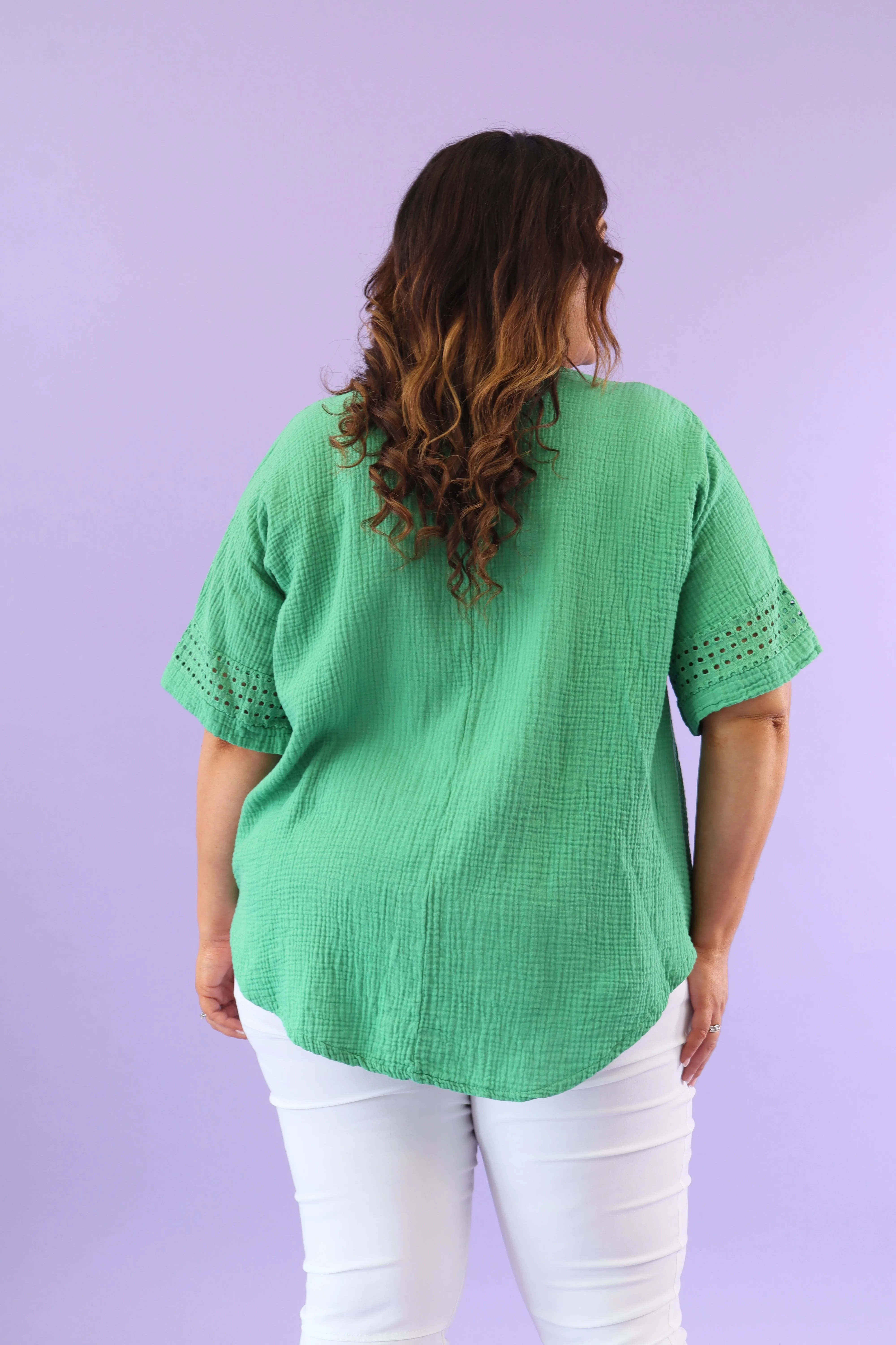 Hana Cotton Blouse in Green