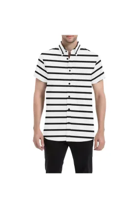 Horizontal Stripe Men's All Over Print Short Sleeve Shirt