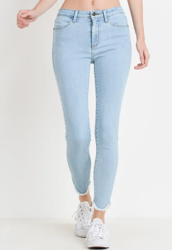 Just Black - Light Blue Denim Tulip Frayed Skinny Jeans