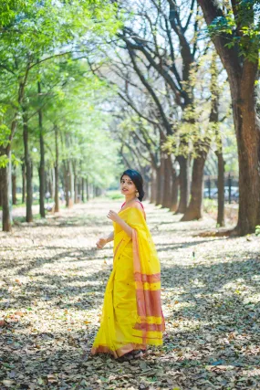 Kaisori  Yellow Boota Maheshwari saree