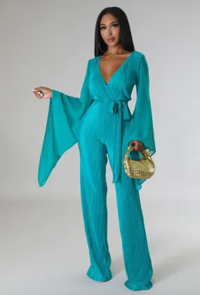 Kenta Semi Stretch Jumpsuit Teal