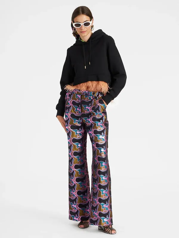 La Comasca Pants in Jacquard Spritz Blue Petrol